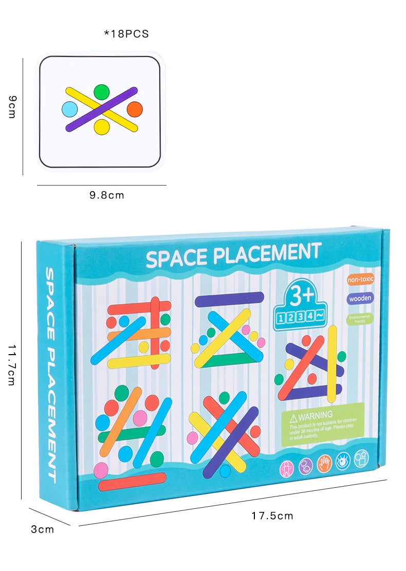 Children's Rainbow Stick Thinking Puzzle Wooden DIY Ice Cream Stick Puzzle Challenge Table Games Montessori Educational Toys