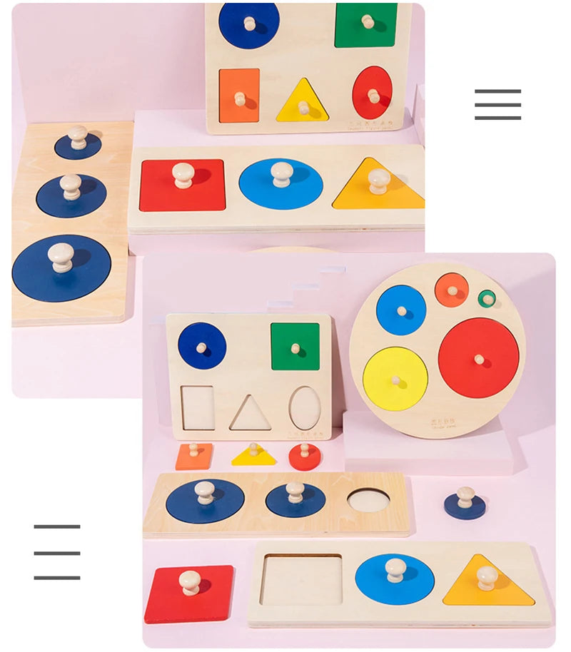 Wooden Puzzle Montessori Toys For Kids Children Geometric Shape Peg Puzzle Educational Sensory Activity Baby Toys 2 3 4 5 6 Year