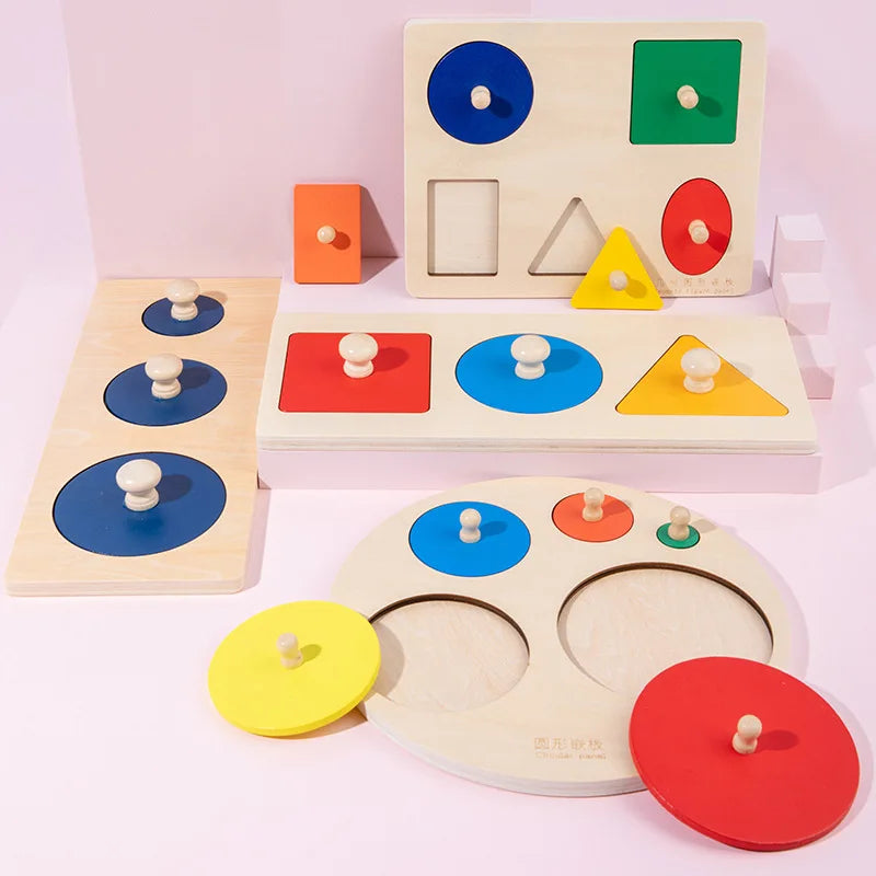 Wooden Puzzle Montessori Toys For Kids Children Geometric Shape Peg Puzzle Educational Sensory Activity Baby Toys 2 3 4 5 6 Year