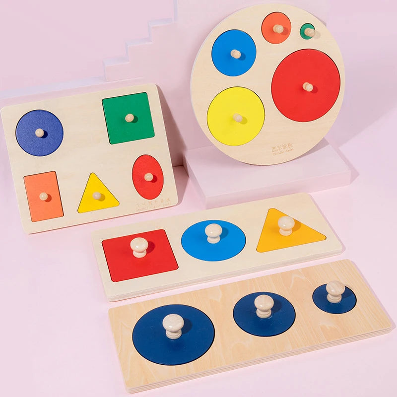 Wooden Puzzle Montessori Toys For Kids Children Geometric Shape Peg Puzzle Educational Sensory Activity Baby Toys 2 3 4 5 6 Year