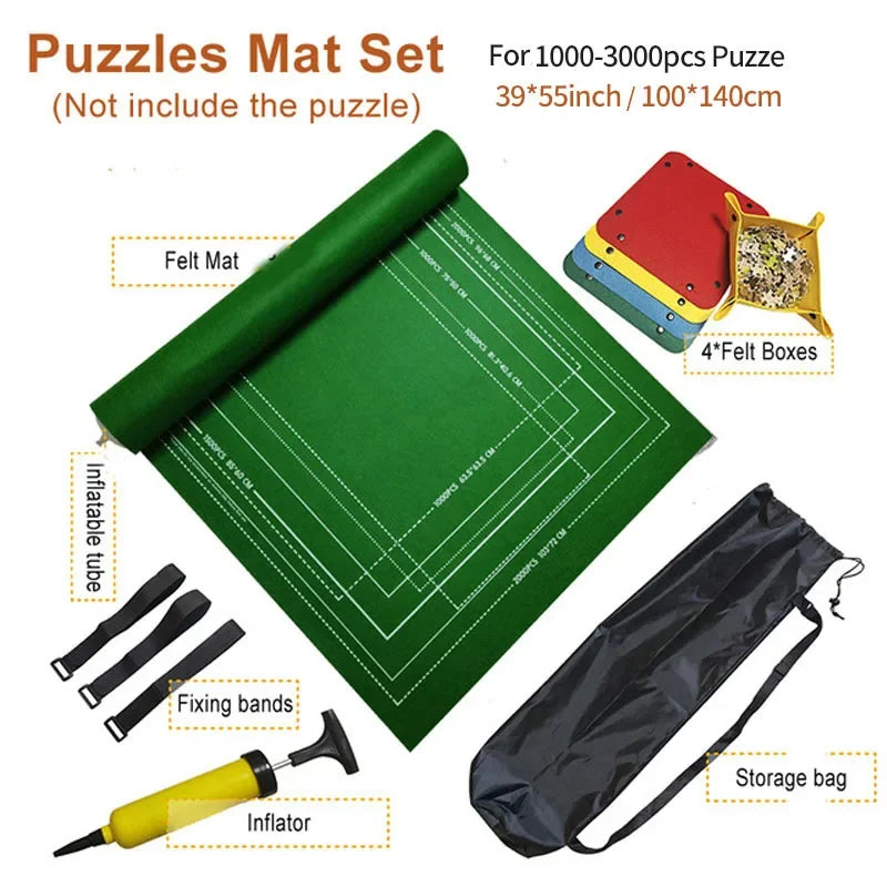 Professional Puzzle Roll Mat Blanket Felt Mat up to 1500/2000/3000 Pieces Accessories Puzzle Portable Travel Storage Bag