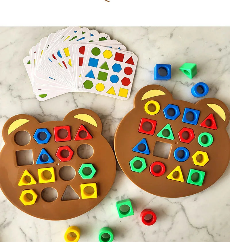 Wooden Puzzle Montessori Toys For Kids Children Geometric Shape Peg Puzzle Educational Sensory Activity Baby Toys 2 3 4 5 6 Year