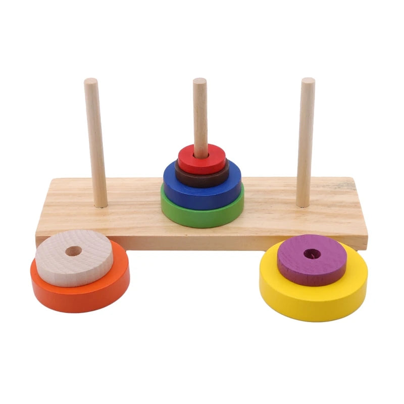 Tower Of Hanoi Educational Toys Wooden Montessori Toy Building Blocks Early Learning Color Shape Match Kids Toy For Boys Girls