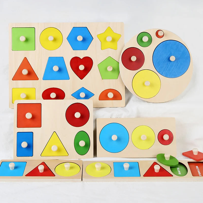 Wooden Puzzle Montessori Toys For Kids Children Geometric Shape Peg Puzzle Educational Sensory Activity Baby Toys 2 3 4 5 6 Year