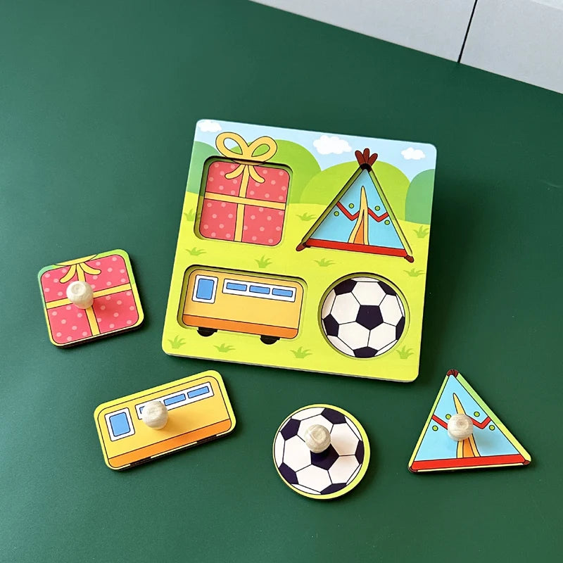 Wooden Puzzle Montessori Toys For Kids Children Geometric Shape Peg Puzzle Educational Sensory Activity Baby Toys 2 3 4 5 6 Year