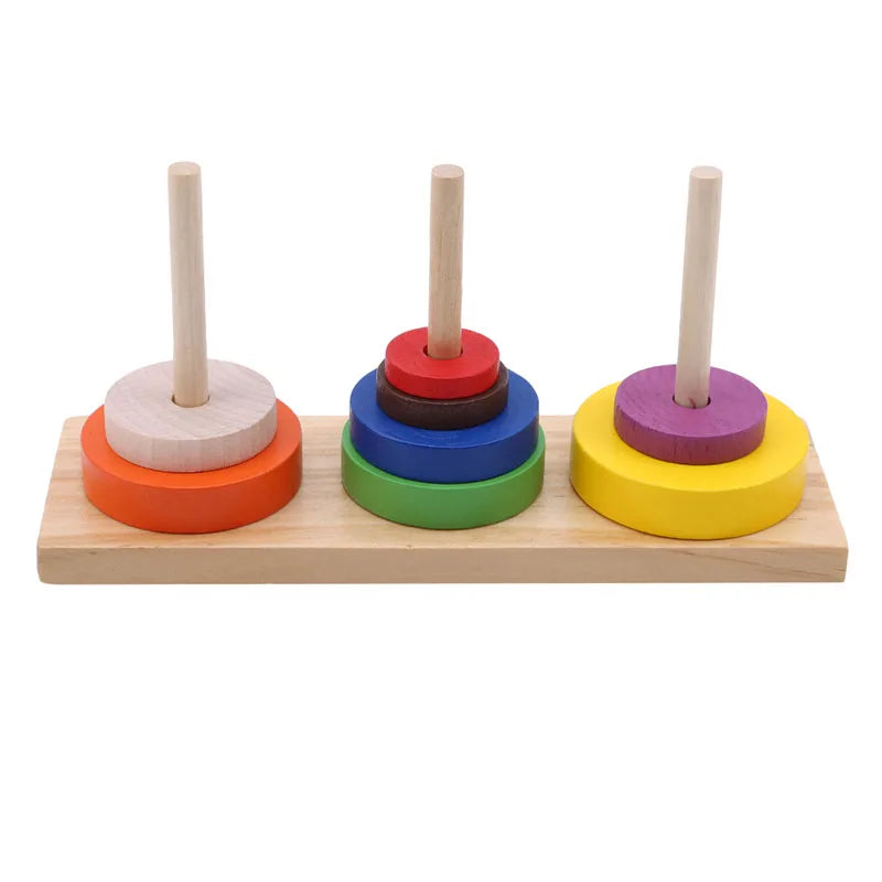 Tower Of Hanoi Educational Toys Wooden Montessori Toy Building Blocks Early Learning Color Shape Match Kids Toy For Boys Girls