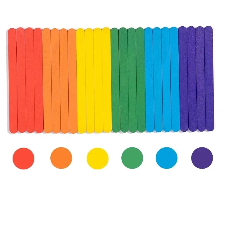 Children's Rainbow Stick Thinking Puzzle Wooden DIY Ice Cream Stick Puzzle Challenge Table Games Montessori Educational Toys