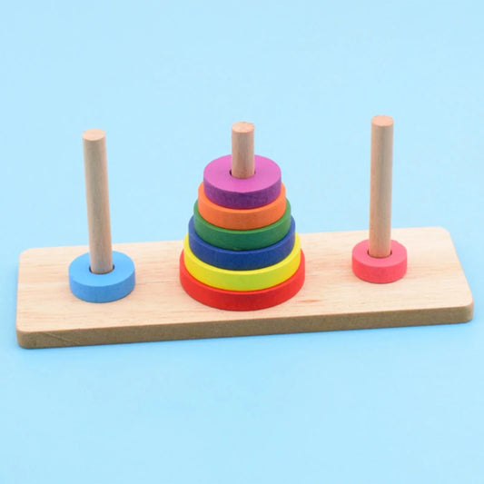 Tower Of Hanoi Educational Toys Wooden Montessori Toy Building Blocks Early Learning Color Shape Match Kids Toy For Boys Girls