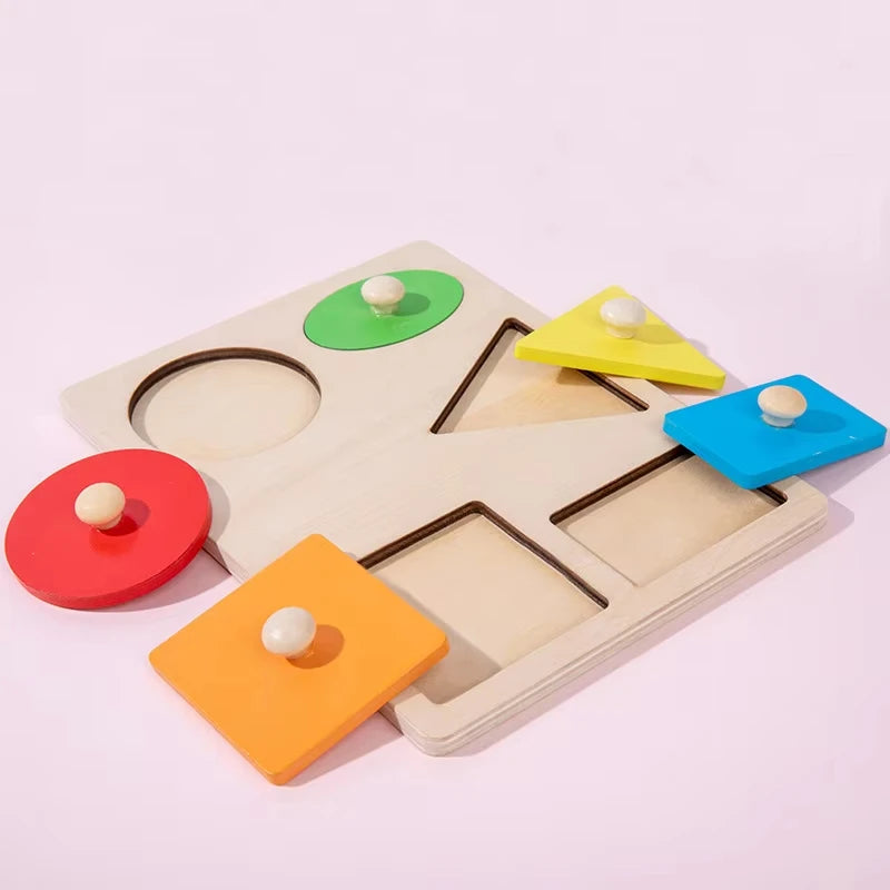 Wooden Puzzle Montessori Toys For Kids Children Geometric Shape Peg Puzzle Educational Sensory Activity Baby Toys 2 3 4 5 6 Year