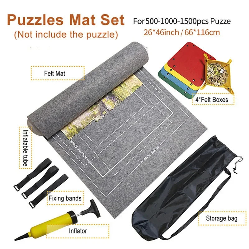 Professional Puzzle Roll Mat Blanket Felt Mat up to 1500/2000/3000 Pieces Accessories Puzzle Portable Travel Storage Bag