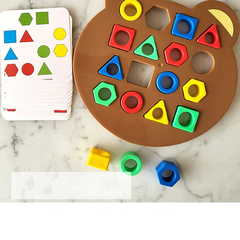 Wooden Puzzle Montessori Toys For Kids Children Geometric Shape Peg Puzzle Educational Sensory Activity Baby Toys 2 3 4 5 6 Year