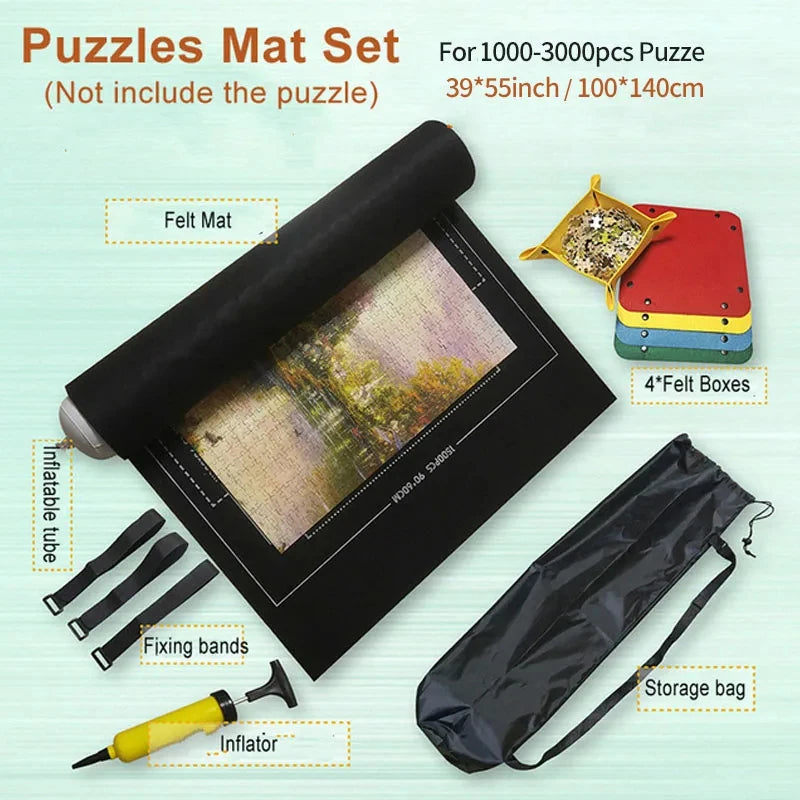 Professional Puzzle Roll Mat Blanket Felt Mat up to 1500/2000/3000 Pieces Accessories Puzzle Portable Travel Storage Bag