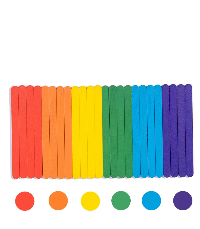 Children's Rainbow Stick Thinking Puzzle Wooden DIY Ice Cream Stick Puzzle Challenge Table Games Montessori Educational Toys