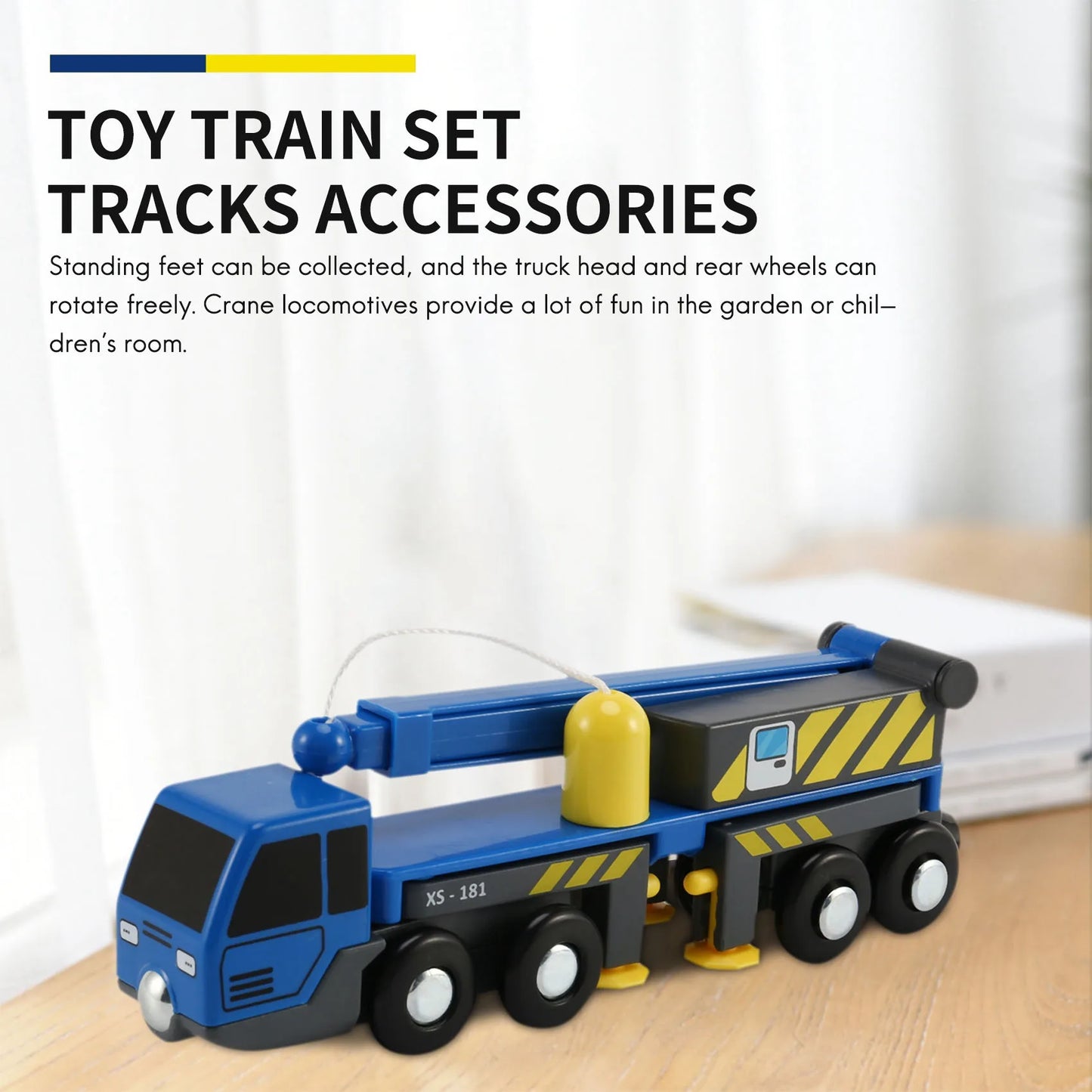 Multifunctional Train Toy Set Accessories Mini Crane Truck Toy Vheicles Kids Toy Compatible with Wooden Tracks Railway