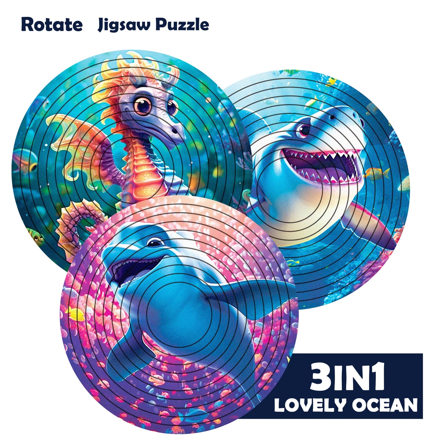 New Decompression Irregular Rotate Jigsaw Puzzle Color Animal Rotating Puzzle Puzzle Montessori Toy Children's Birthday Gift