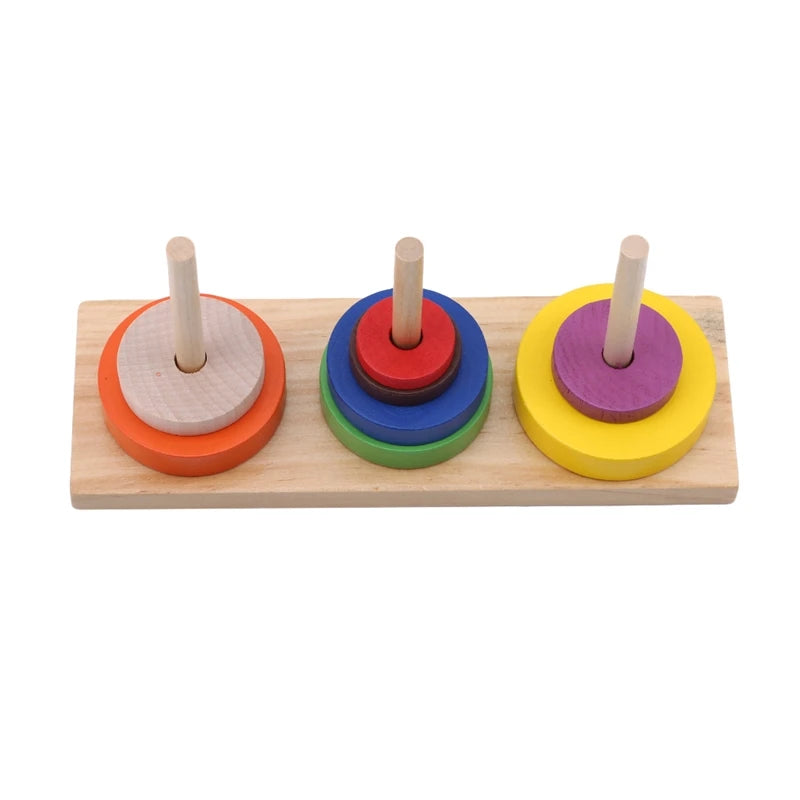 Tower Of Hanoi Educational Toys Wooden Montessori Toy Building Blocks Early Learning Color Shape Match Kids Toy For Boys Girls