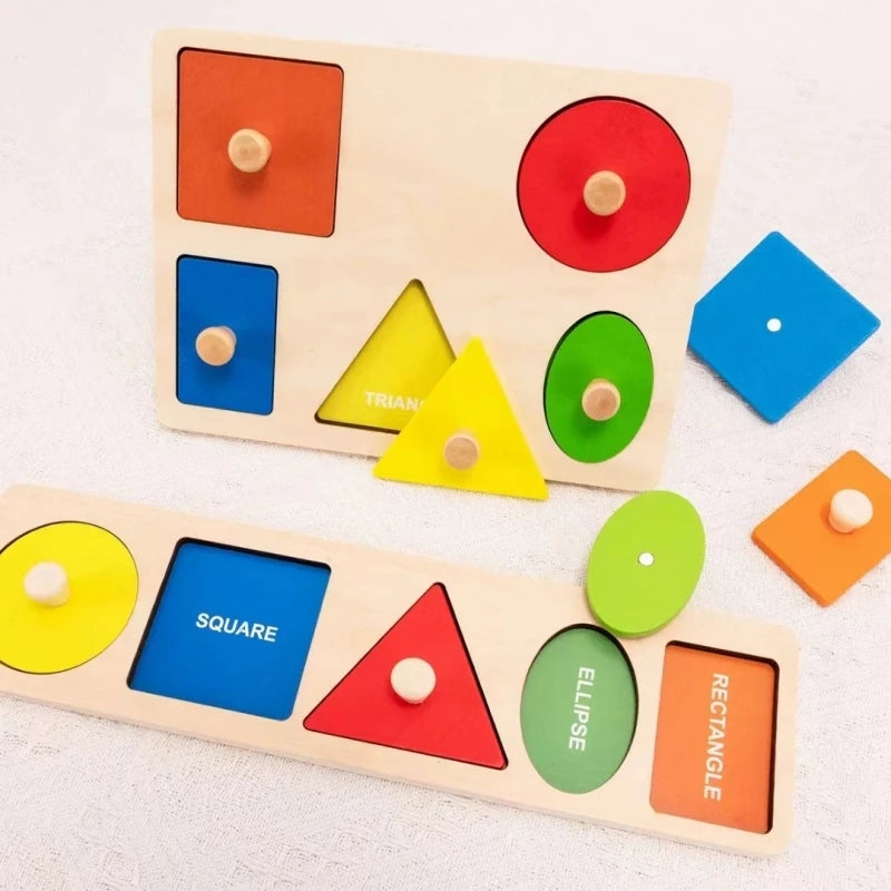 Wooden Puzzle Montessori Toys For Kids Children Geometric Shape Peg Puzzle Educational Sensory Activity Baby Toys 2 3 4 5 6 Year